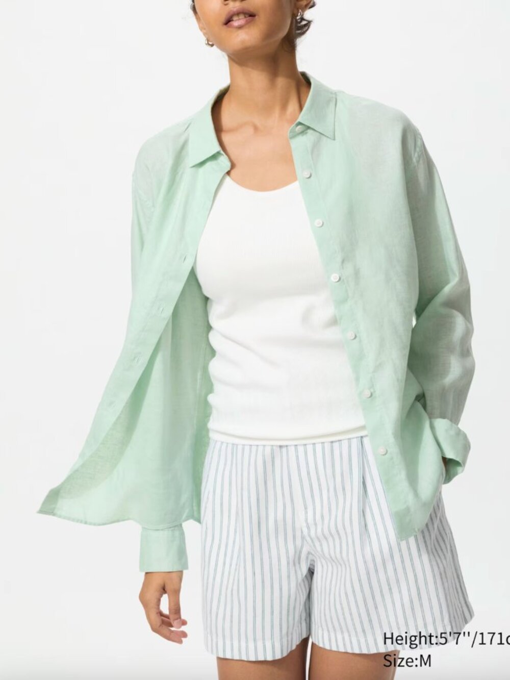 UNIQLO Uniqlo Premium Linen Shirt 100% Linen, size M Light Green
